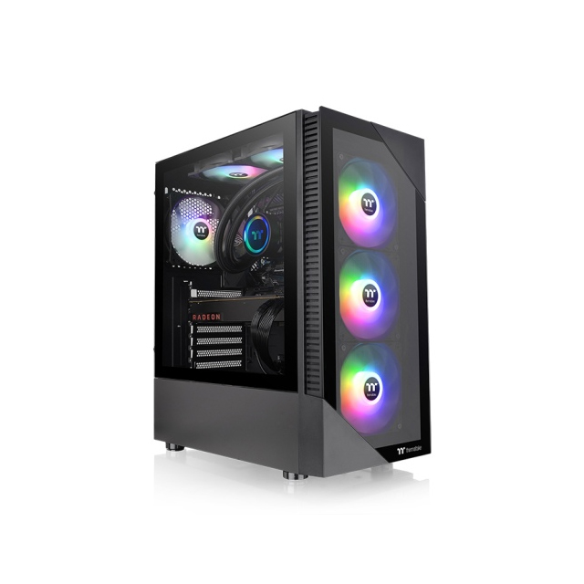 Gabinete Thermaltake View 200 TG ARGB con Ventana ARGB, Midi-Tower, ATX/Mini-ITX/Micro-ATX, USB 3.0, sin Fuente, 3 Ventiladores Instalados, Negro