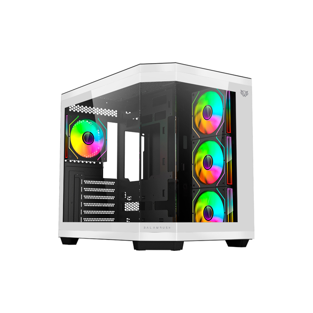 Gabinete Balam Rush Tank Super 9600 TB con Ventana RGB, Midi-Tower, ATX/Micro-ATX/ITX, USB 3.0/2.0, sin Fuente, 4 Ventiladores Instalados, Blanco/Negro