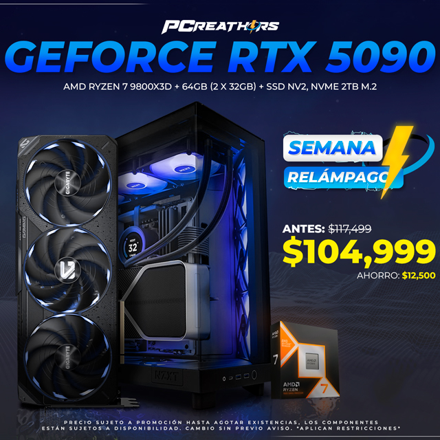 SRPCR20 - EQUIPO AMD Ryzen 7 9800X3D + 64GB (2 x 32GB) + GeForce RTX 5090