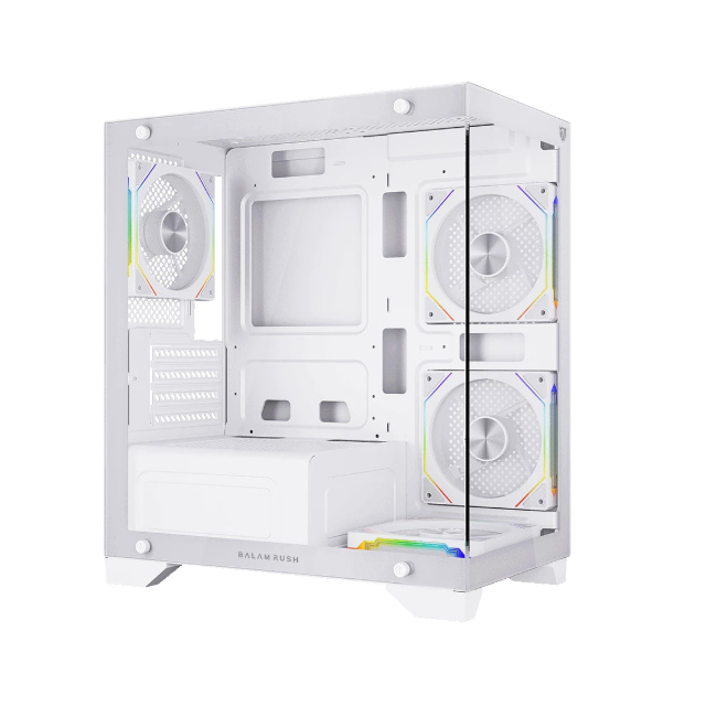 Gabinete Balam Rush Tank Perform 3600, Mini-Tower, Micro-ATX/Mini-ITX, USB 2.0/3.0, sin Fuente, 4 Ventiladores Instalados, Blanco