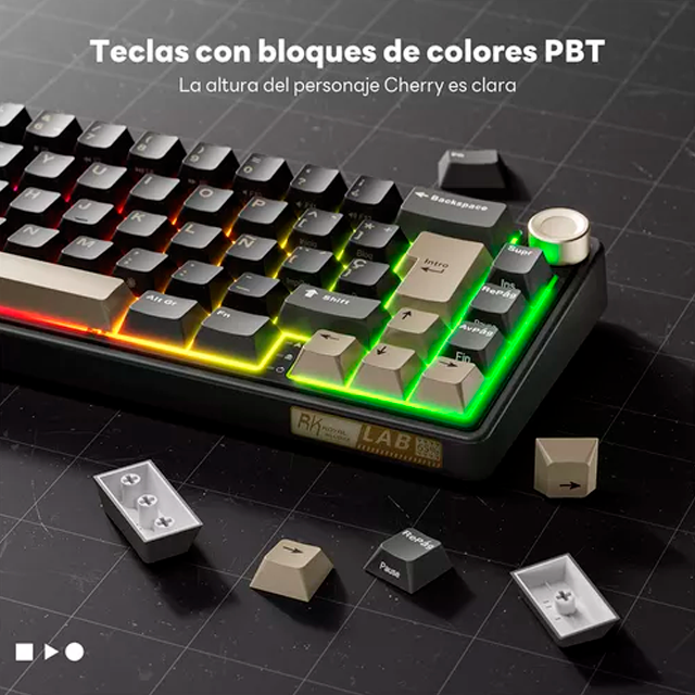 RK Royal Kludge RKR65BR 60% RGB retroiluminado teclado mecánico color Phantom