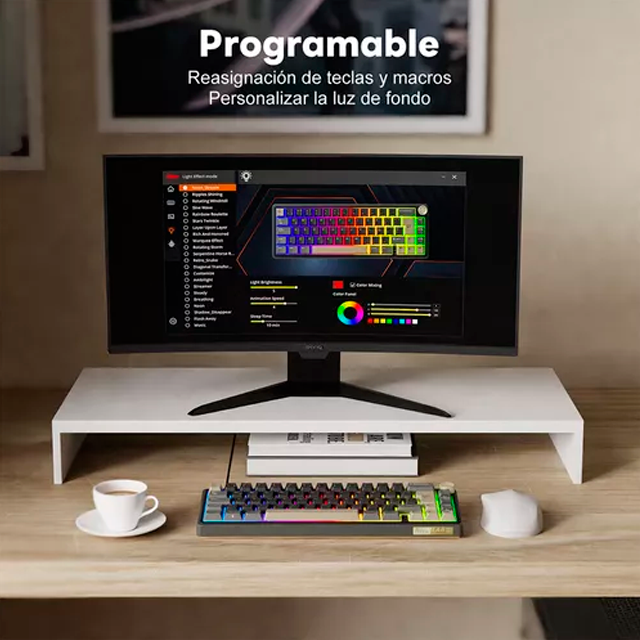 RK Royal Kludge RKR65BR 60% RGB retroiluminado teclado mecánico color Phantom