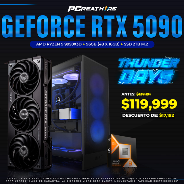 TUD017 - EQUIPO AMD Ryzen 9 9950X3D + 96GB (2x48GB) + GeForce RTX 5090