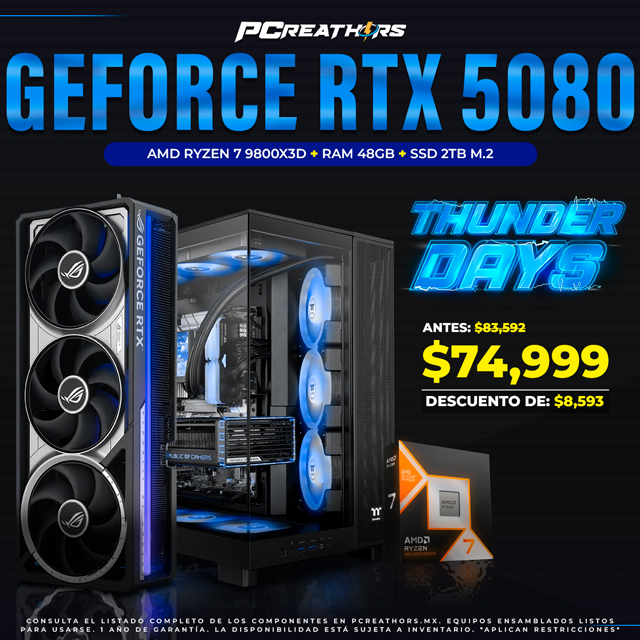 TUD018 - EQUIPO AMD Ryzen 7 9800X3D + RAM 48GB + GeForce RTX 5080