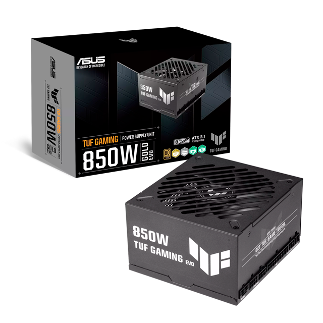 Fuente de Poder ASUS TUF GAMING EVO 80 PLUS Gold ATX, Modular, 24-pin ATX, 135mm, 850W