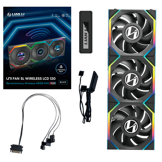 Kit Ventiladores Lian Li UNI FAN SL LCD Wireless 120, 3x 120mm, 2000RPM, ARGB, Negro