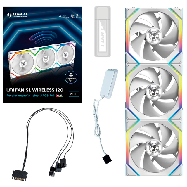 Kit Ventiladores Lian Li UNI FAN SL Wireless 120, 3x 120mm, 2000RPM, ARGB, Blanco