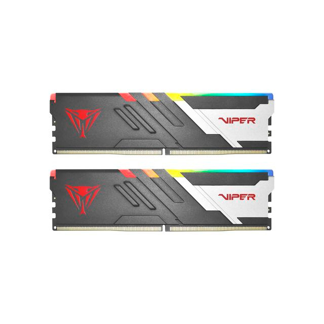 Kit Memoria RAM Patriot Viper Venom RGB DDR5, 5600MHz, 64GB (2 x 32GB), Non-ECC, CL40, Gris/Blanco
