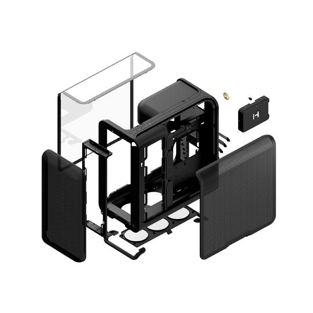 Gabinete Hyte X50, Midi-Tower, ATX/EATX/Micro-ATX/Mini-ITX, USB 3.0, sin Fuente, sin Ventiladores Instalados, Negro