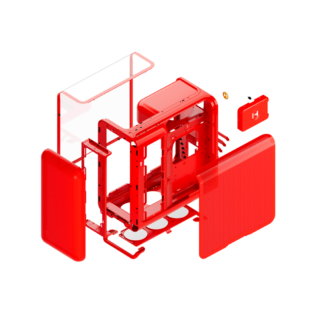 Gabinete Hyte X50, Midi-Tower, ATX/EATX/Micro-ATX/Mini-ITX, USB 3.0, sin Fuente, sin Ventiladores Instalados, Rojo