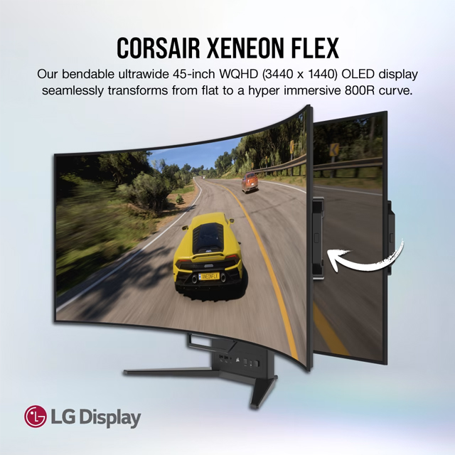 Monitor Gamer Curvo Corsair Xeneon Flex 45WQHD240 OLED 45", Quad HD, Ultra Wide, G-Sync/FreeSync, 240Hz, HDMI, Negro