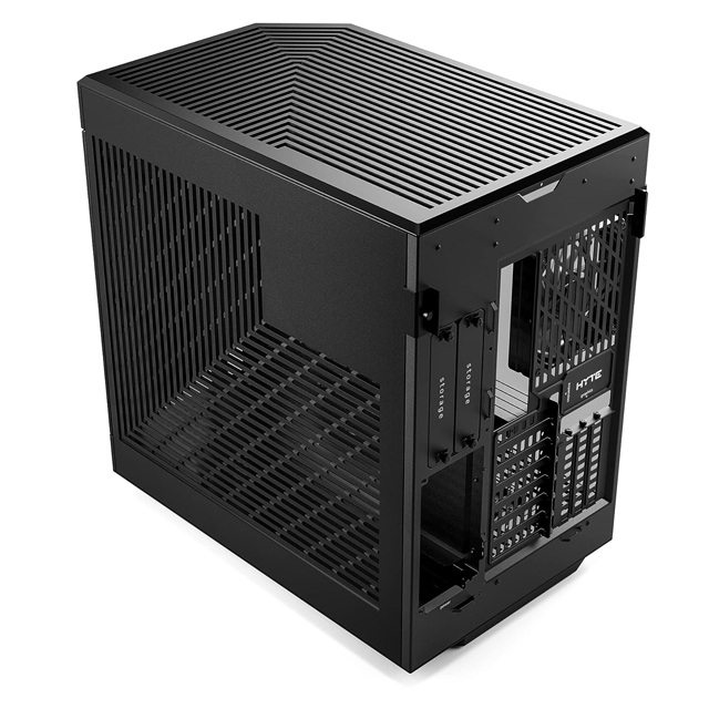 Gabinete HYTE Y60 / Mid-Tower ATX / 3x 120mm ventiladores pre instalados / Vidrio Templado panorámico de Doble cámara con Cable Elevador PCIE 4.0 Incluido / Color Negro 