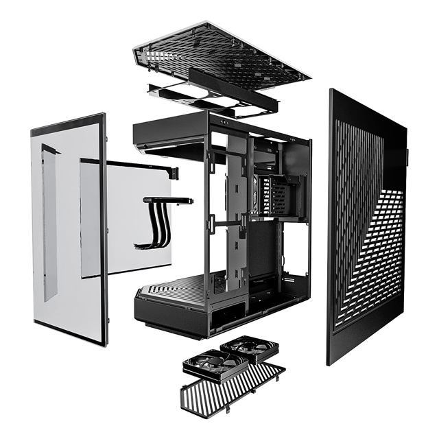 Gabinete HYTE Y60 / Mid-Tower ATX / 3x 120mm ventiladores pre instalados / Vidrio Templado panorámico de Doble cámara con Cable Elevador PCIE 4.0 Incluido / Color Negro 