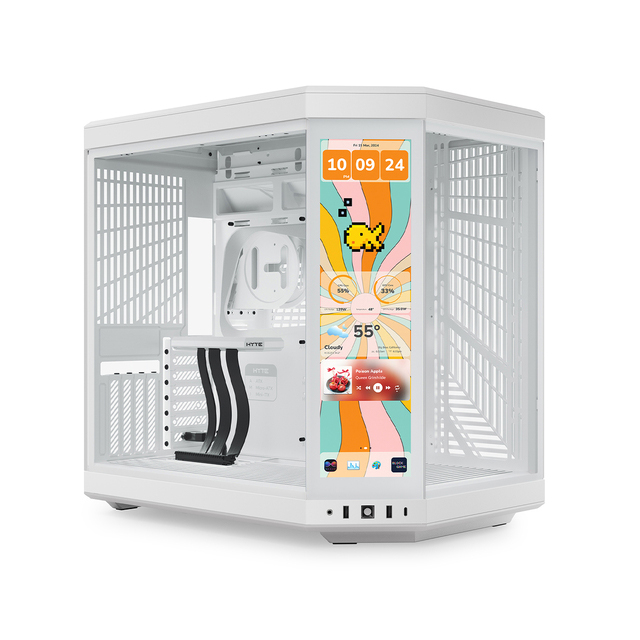 Gabinete HYTE Y70 Touch, Dual Chamber, ATX, Mid Tower, Panel Táctil LCD 2.5K Integrado, Blanco