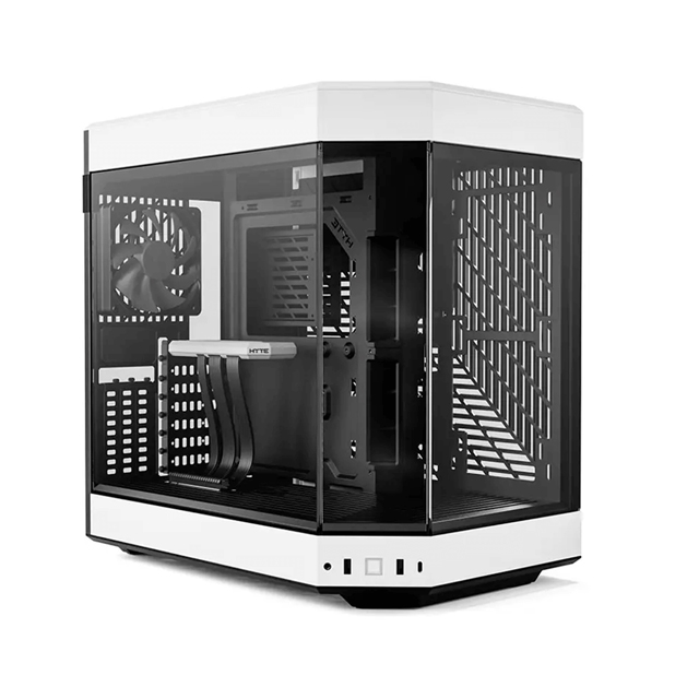 Gabinete HYTE Y60 / Mid-Tower ATX / 3x 120mm ventiladores pre instalados / Vidrio Templado panorámico de Doble cámara con Cable Elevador PCIE 4.0 Incluido / Color Blanco 