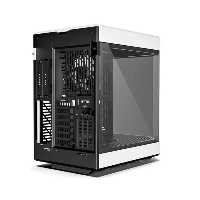 Gabinete HYTE Y60 / Mid-Tower ATX / 3x 120mm ventiladores pre instalados / Vidrio Templado panorámico de Doble cámara con Cable Elevador PCIE 4.0 Incluido / Color Blanco 