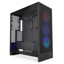 Gabinete NZXT H7 Flow RGB con Ventana, Midi-Tower, E-ATX/ ATX/Micro-ATX/Mini-ITX, USB 3.2, sin Fuente, 3 Ventiladores RGB Instalados, Negro