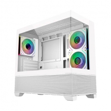 Gabinete Cooler Master ELITE 490, Vidrio templado, M- ATX,3*FAN, Sin fuente, 1 X USB TIPO C, Blanco