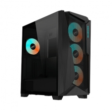 Gabinete Gigabyte C301 GLASS con Ventana, Midi-Tower, ATX/E-ATX/Micro-ATX/Mini-ITX, USB 3.0/USB-C, sin Fuente, 4 Ventiladores Instalados ARGB, Negro