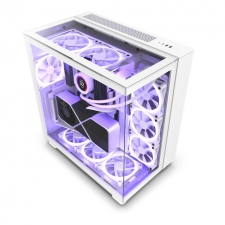 Gabinete NZXT H9 Elite con Ventana RGB, Midi-Tower, Mini-ITX/Micro-ATX/ATX, USB 3.2, sin Fuente, 4 Ventiladores RGB Instalados, Blanco