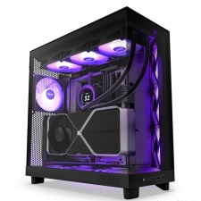 Gabinete NZXT H6 Flow RGB con Ventana, Midi-Tower, ATX/Micro-ATX/Mini-ITX, USB 3.2, sin Fuente, 3 Ventiladores RGB Instalados, Negro