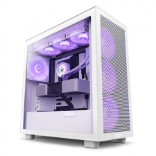 Gabinete NZXT H7 Flow RGB con Ventana, Midi-Tower, Mini-ITX/Micro-ATX/ATX, USB 3.2, sin Fuente, 4 Ventiladores Instalados (3x RGB), Blanco Mate