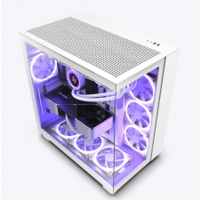 Gabinete NZXT H9 Flow con Ventana, Dual-Chamber Mid-Tower Airflow Case, Mini-ITX/Micro-ATX/ATX/EATX, USB 3.2, sin Fuente, Blanco Mate