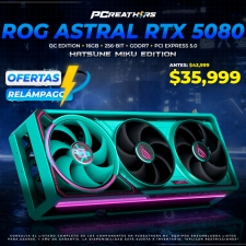 OFR015 - Tarjeta de Video ASUS NVIDIA ROG Astral GeForce RTX 5080 16GB OC Edition, 16GB 256-bit GDDR7, PCI Express 5.0 (Hatsune Miku Edition)