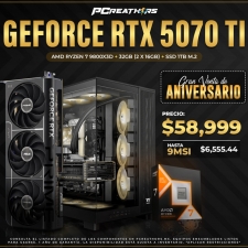 PCRB019 - EQUIPO AMD Ryzen 7 9800X3D + 32GB (2x16GB) + GeForce RTX 5070 Ti (9 MESES SIN INTERESES)