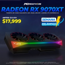 SRPCR03 - Tarjeta de Video XFX AMD Mercury AMD Radeon RX 9070XT OC Magnetic Air Edition, 16GB 256-bit GDDR6, PCI Express 5.0