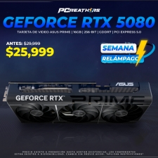 SRPCR04 - Tarjeta de Video ASUS NVIDIA PRIME GeForce RTX 5080, 16GB 256-bit GDDR7, PCI Express 5.0