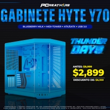 TUD002 - Gabinete Hyte Y70 Blueberry Milk, Midi-Tower, ATX/EATX/Micro-ATX/Mini-ITX, USB 3.0, sin Fuente, sin Ventiladores Instalados, Azul