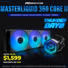 TUD005 - Cooler Master Masterliquid 360 Core II ARGB Enfriamiento L&iacute;quido para CPU, 3x 120mm, hasta 1750RPM, Negro