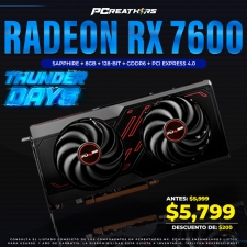 TUD014 - Tarjeta de Video Sapphire AMD Radeon RX 7600 Pulse, 8GB 128-bit GDDR6, PCI Express x8 4.0